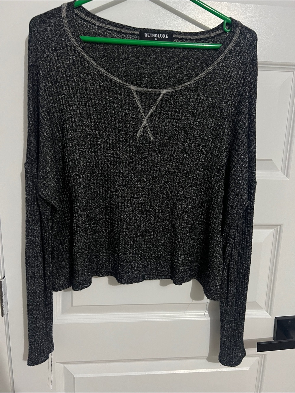 Retrolux Waffle Long-Sleeve Scoop-Neck Sweatshirt
